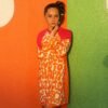 ORANGE|HOT PINK COLORBLOCK LETTER DRESS